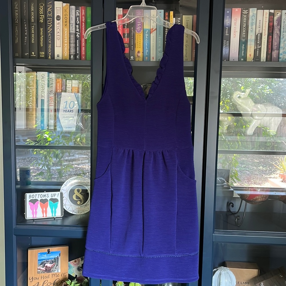 Maeve Cobalt Blue Ruffle V Dress